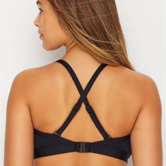 NWT Seafolly X Revolve Pop Block Wrap Front DD Cup Bralette in Black - Picture 3 of 13